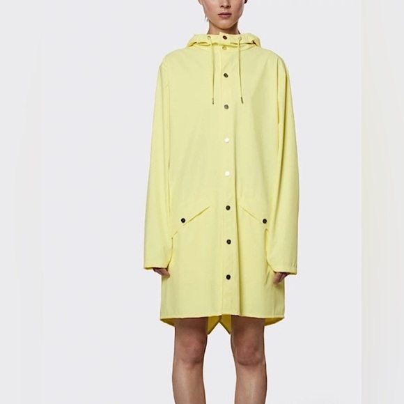 NEW Rains  Long Waterproof Hooded  Rain Coat Jacket Yellow Trench coat  XL/XXL - Picture 1 of 12